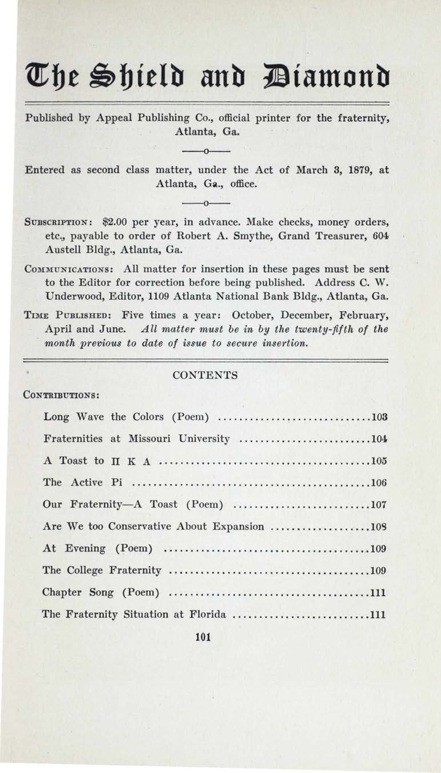Shield and Diamond, Vol. 22, No. 2, December 1912
